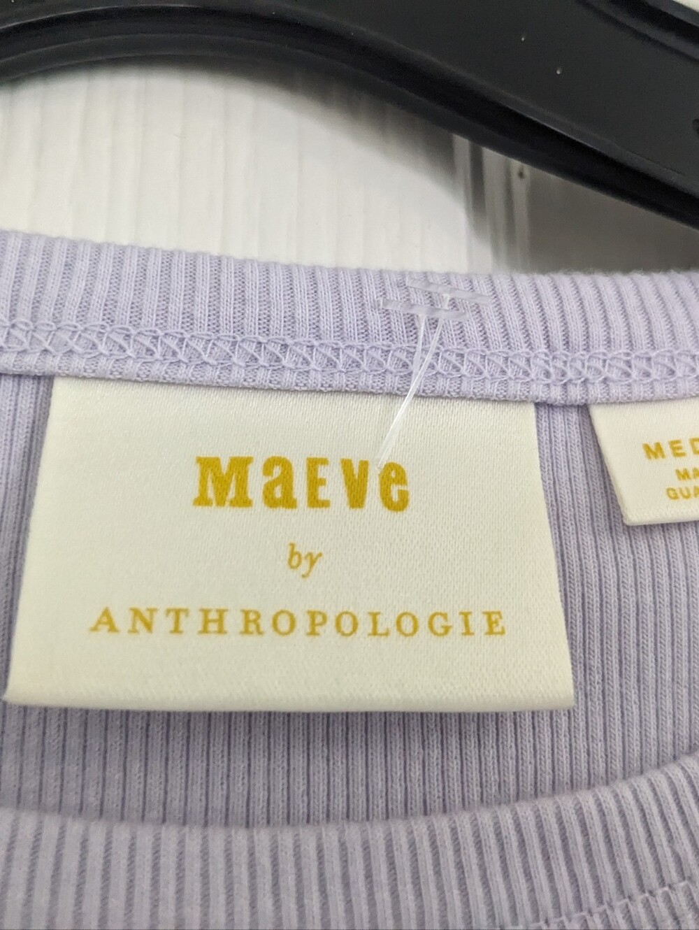 Anthropologie Blair cropped Long Sleeve Crewneck Top - Lavender - Picture 3 of 6